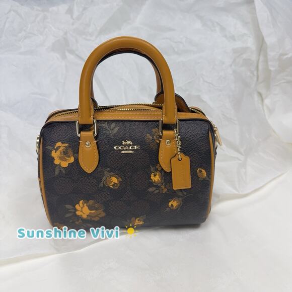 NWT Coach Mini Rowan Crossbody Bag Signature Canvas Floral...